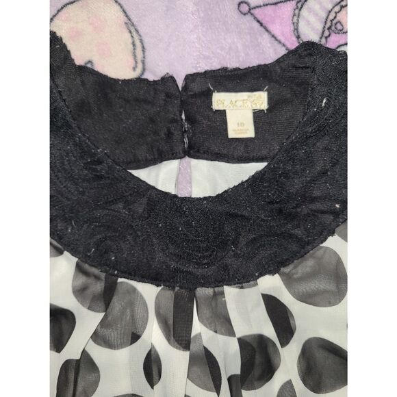 The Children's Place 1989 Size 10 Juniors Kids Girls Polka Dot Dress Lace Layers - Picture 3 of 5